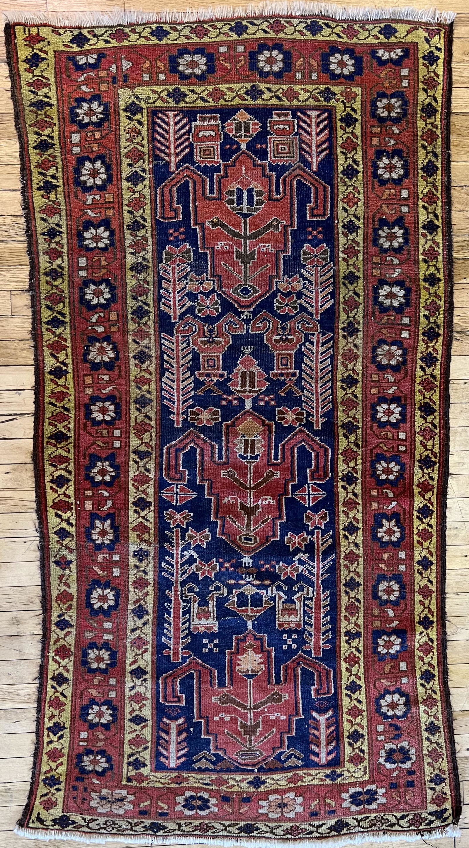 PERSIAN HERIZ WOOL RUG, W 39", L 75" (1 of 2)
