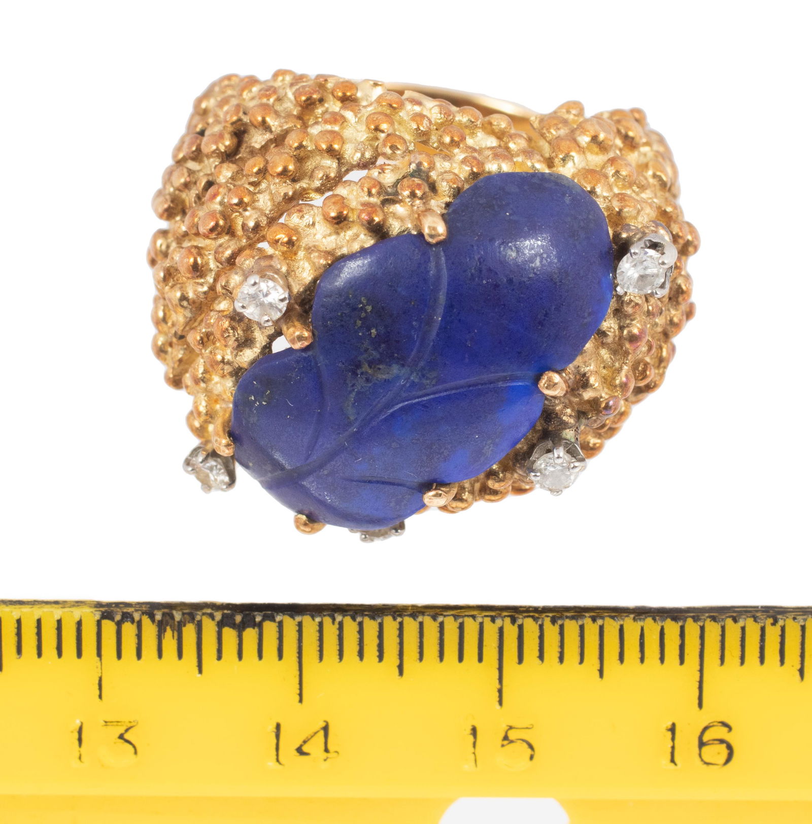 18K, LAPIS, DIAMOND RING, 28.8GRAMS, SIZE 11 (1 of 3)