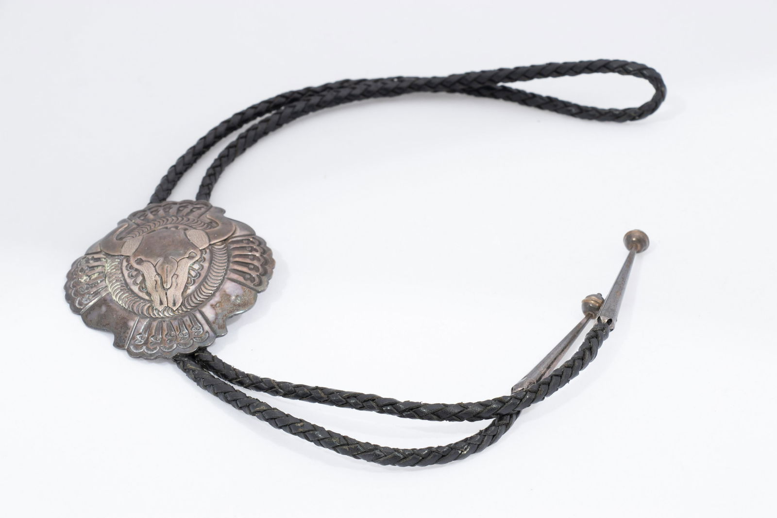 STERLING STEERHEAD BOLO TIE W 2 3/4" L 3" (1 of 2)