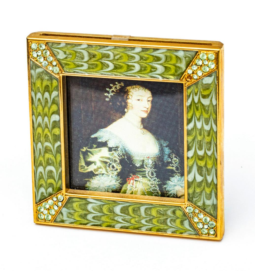JAY STRONGWATER, JEWELED ENAMEL PICTURE FRAME H 3" DIA 3" (1 of 2)