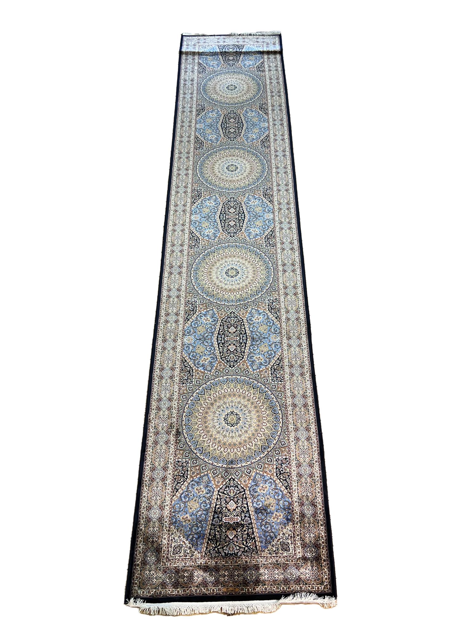 TURKISH BAMBOO SILK RUNNER, W 2' 6", L 13' (1 of 3)