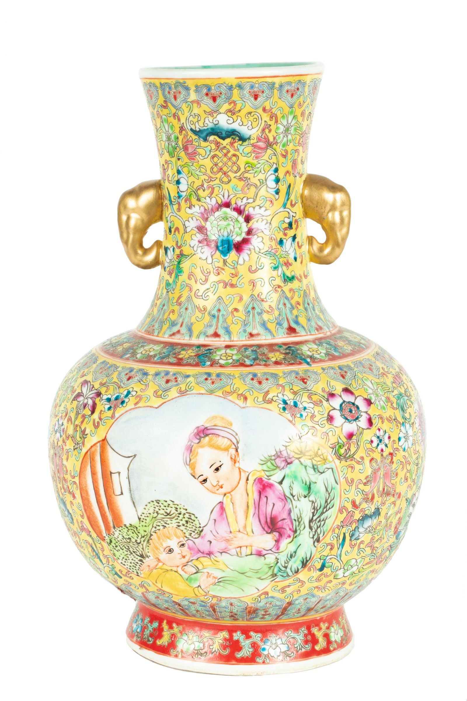 CHINESE PORCELAIN VASE, H 15", DIA 9.5" (1 of 4)