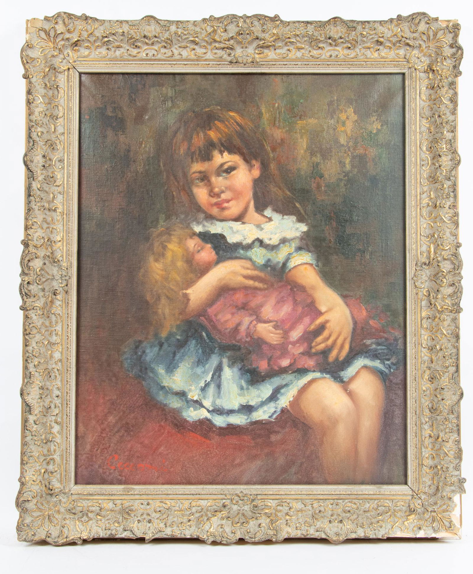ALBERTO CECCONI, ITALY 1897 - 73, OIL ON CANVAS, 1960 H 30" W 24" GIRL WITH DOLL (1 of 5)