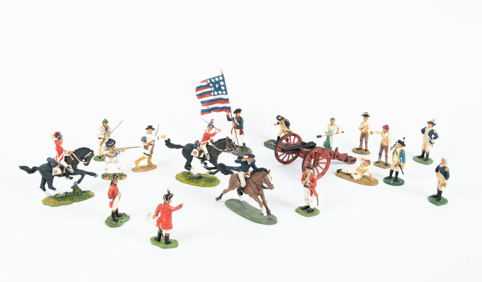 W. BRITAIN, PAINTED PEWTER AMERICAN REVOLUTION FIGURES, LATE 20TH/EARLY 21ST C., 19 PCS. (1 of 5)