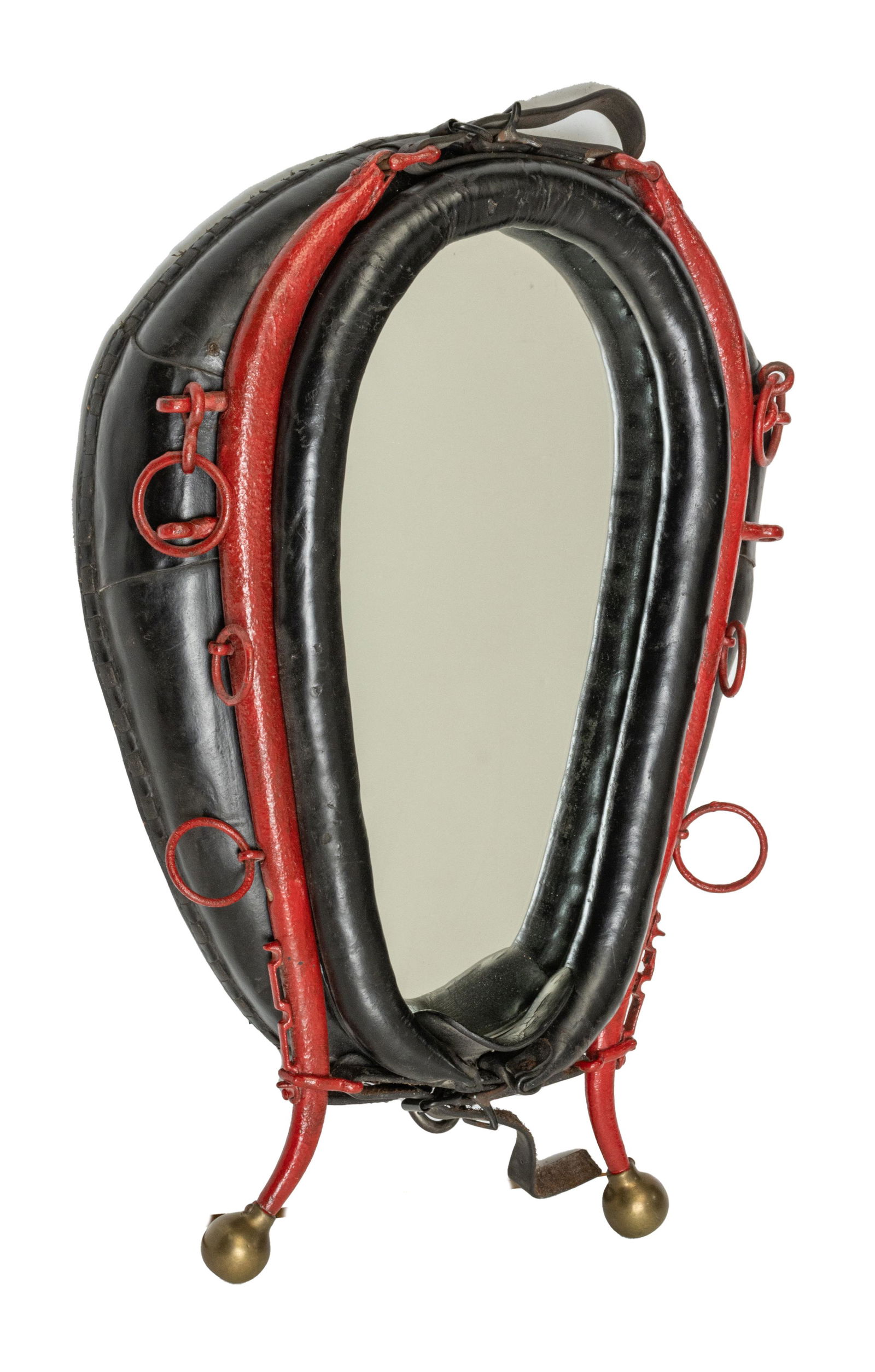 LEATHER & IRON HORSE COLLAR MIRROR H 29" W 19" (1 of 3)