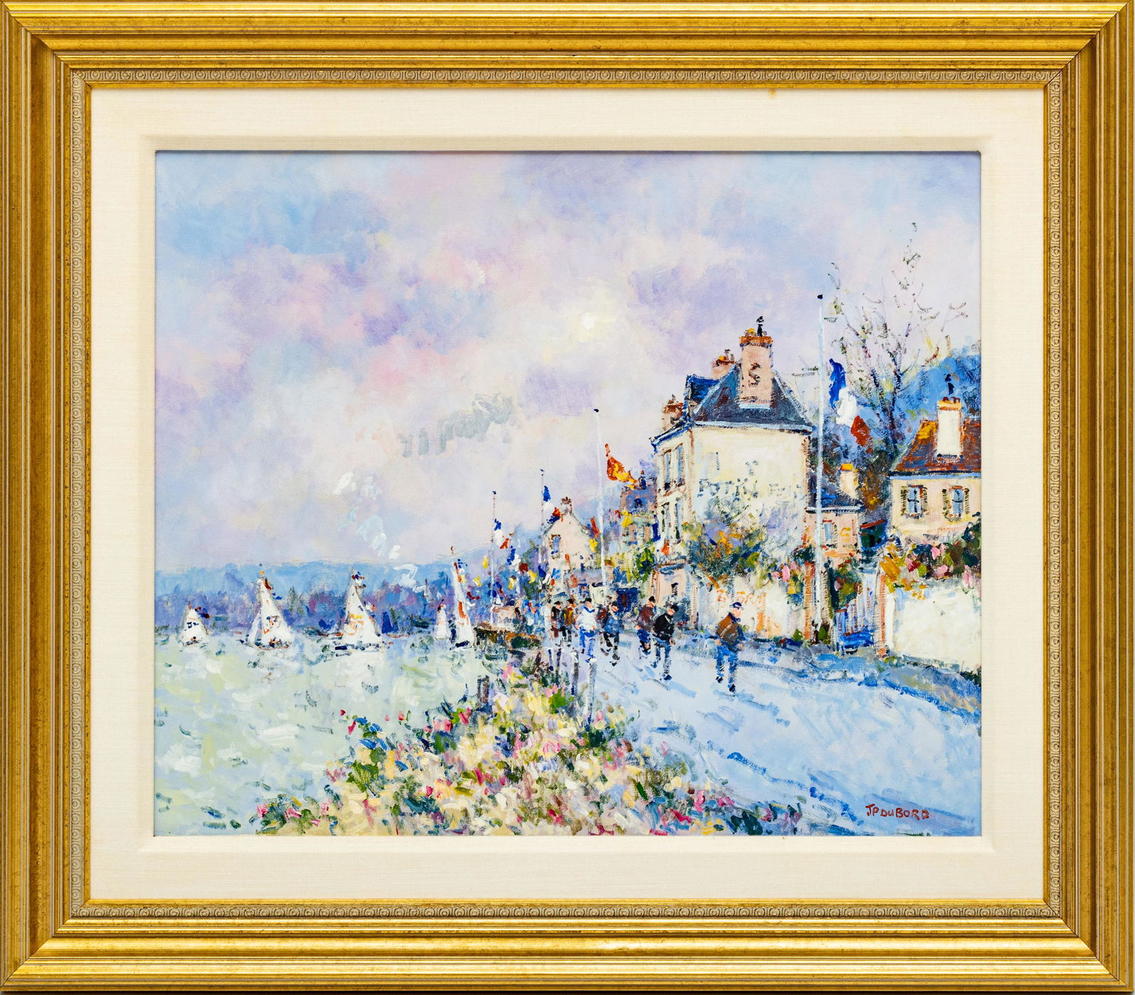 J.P. DUBORD, OIL ON CANVAS H 20" W 23" FRENCH STREET AND HARBOR SCENE (1 of 2)