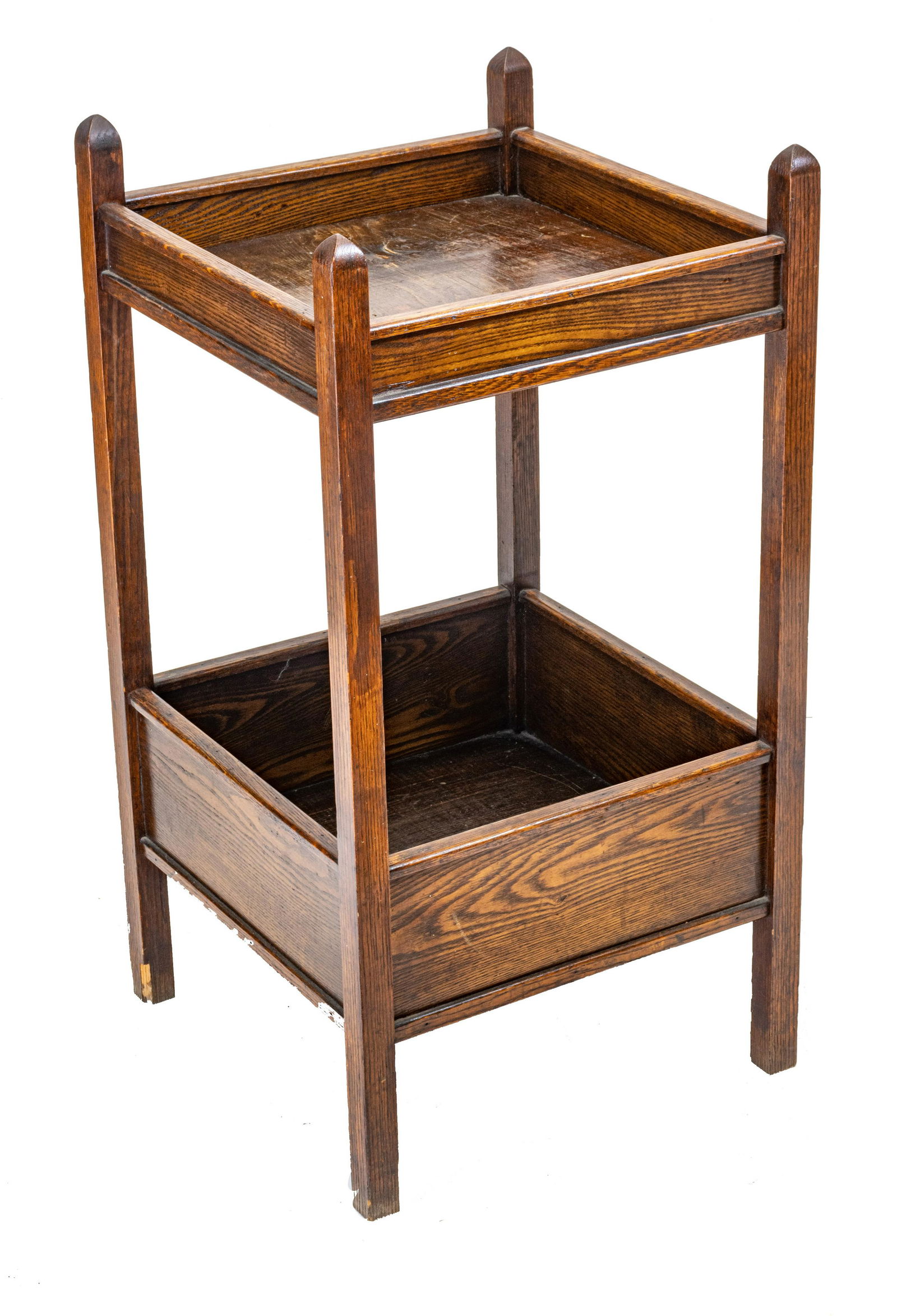 MISSION STYLE OAK SIDE TABLE, C. 1900, H 32", W 17" (1 of 3)