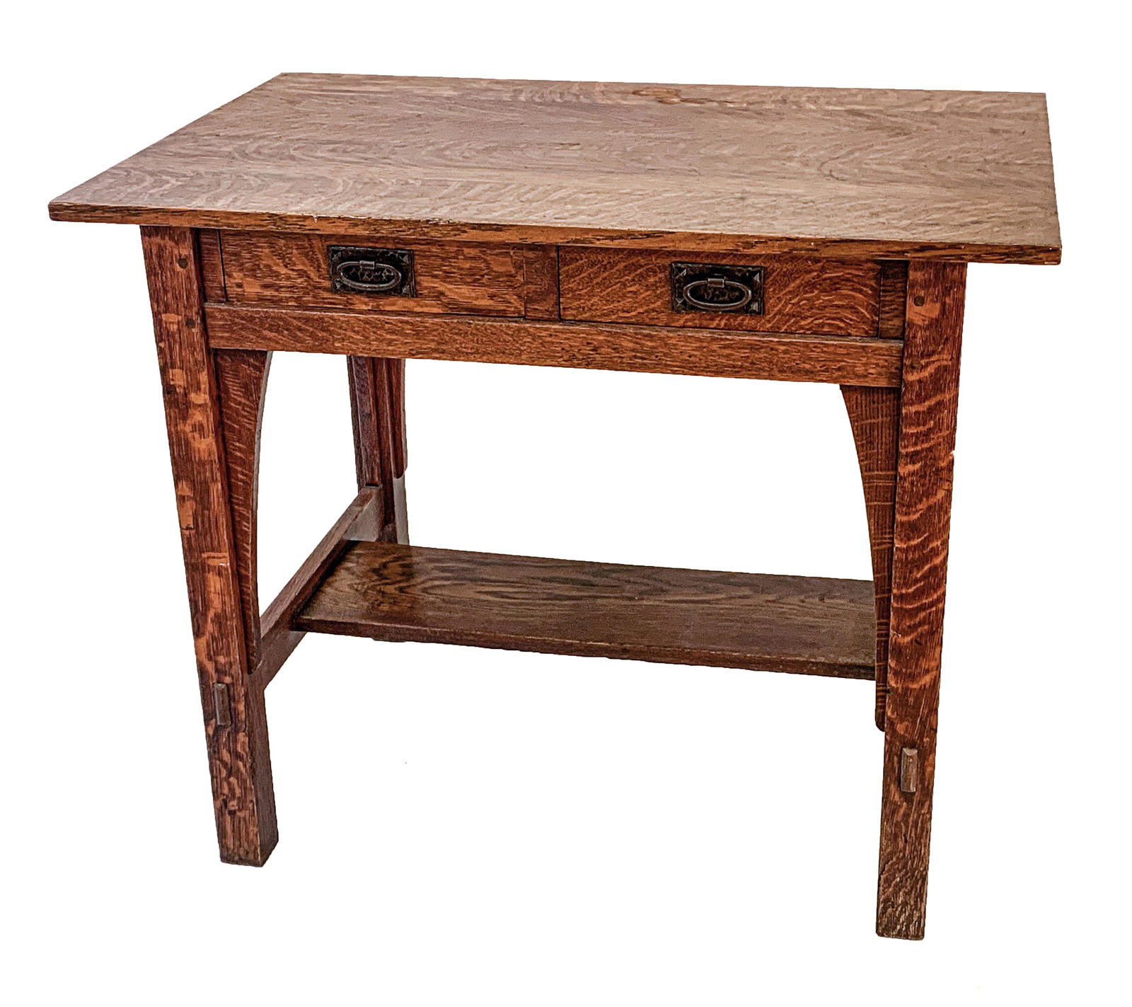 GUSTAV STICKLEY, OAK WRITING DESK, H 29.75", W 36.25" (1 of 7)