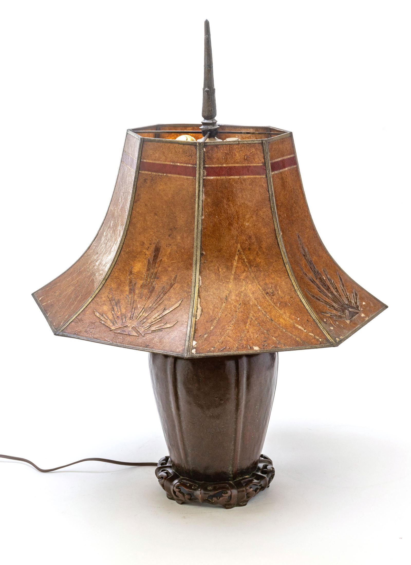 HANDEL SIGNED ART DECO TABLE LAMP 1910, H 28" (1 of 5)