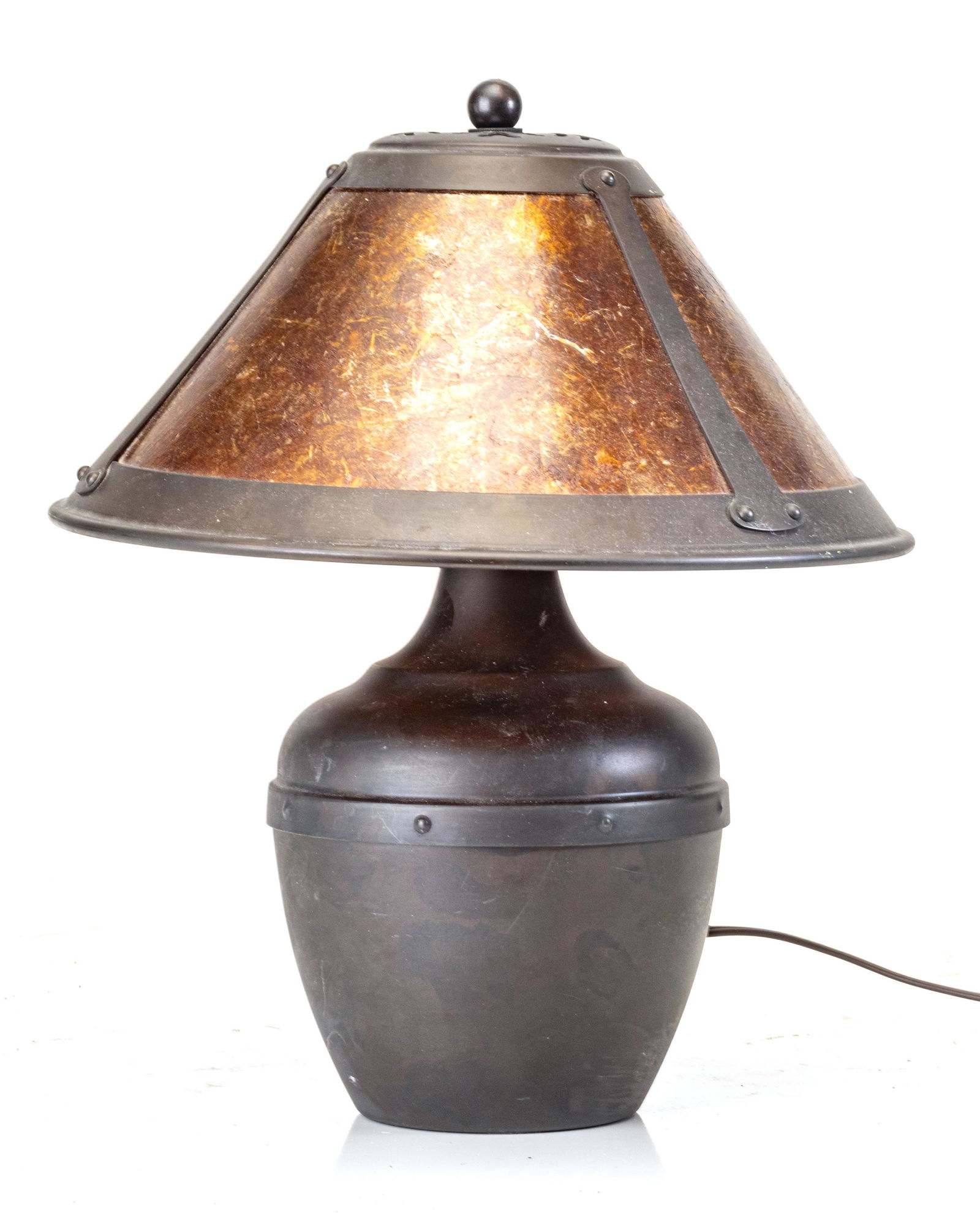 MICA LAMP CO. COPPER TABLE LAMP, H 13.5", DIA 11.5" (1 of 4)