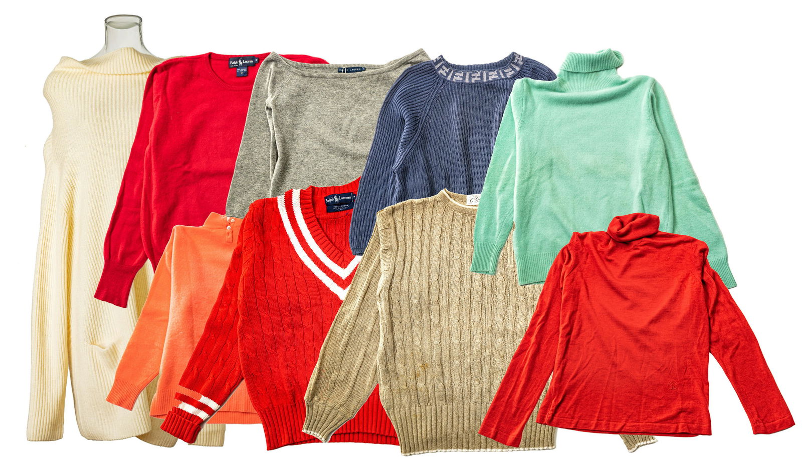 GUCCI; RALPH LAUREN; VINCE; NEIMAN MARCUS, FENDI VARIOUS SWEATERS, GROUP OF 9 (1 of 10)