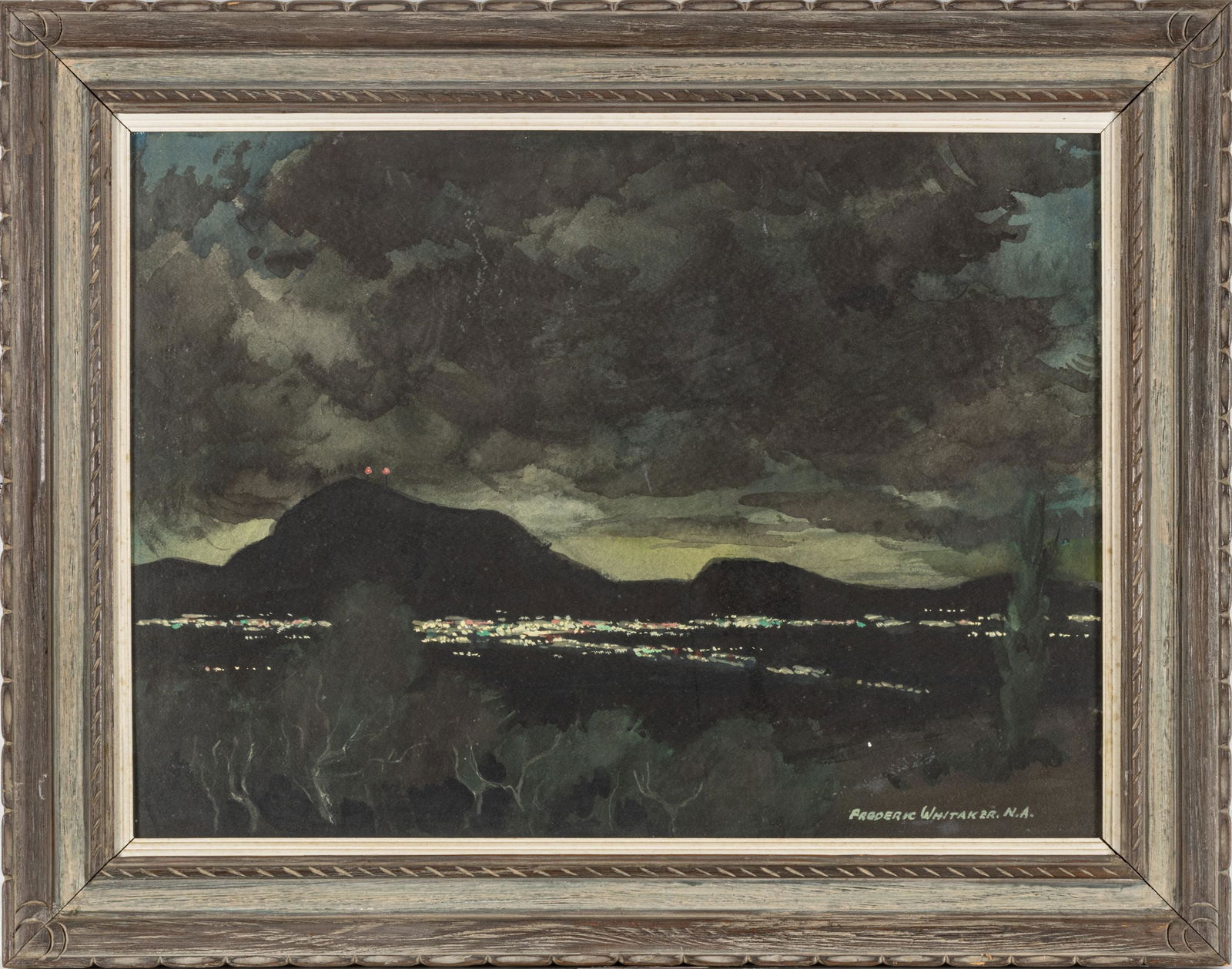 FREDERIC WHITAKER, N.A. (AMERICAN, 1891-1980), WATERCOLOR ON PAPER,  H 22", W 30", NIGHT COSTAL (1 of 5)
