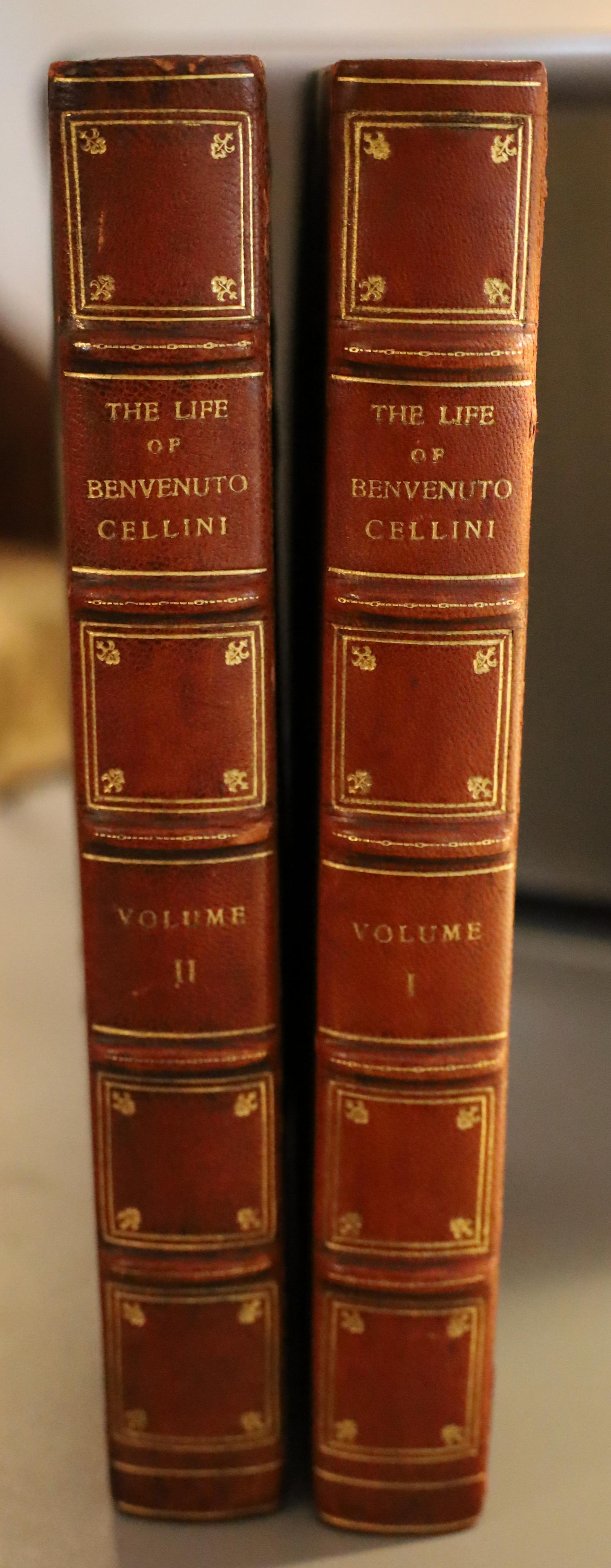 BENVENUTO CELLINI 1906 THE LIFE OF BENVENUTO CELLINI: BENVENUTO CELLINI 1906 THE LIFE OF BENVENUTO CELLINI Two Volume Set. Published by Brentano's New York. 3/4 Leather.