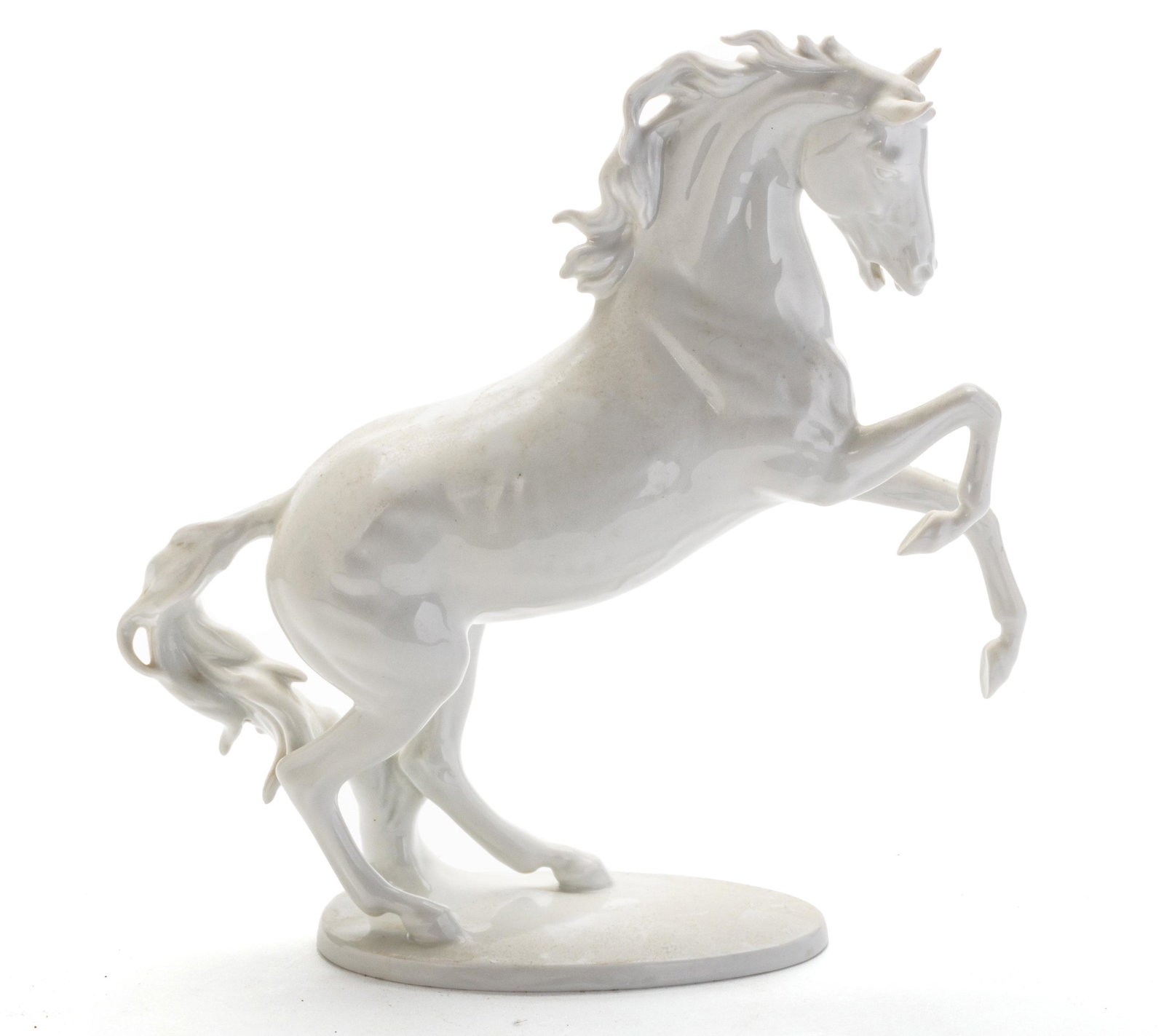 ALKA KUNST BAVARIAN PORCELAIN WHITE STALLION H 10": ALKA KUNST BAVARIAN PORCELAIN WHITE STALLION H 10" Made in West Germany. All white.