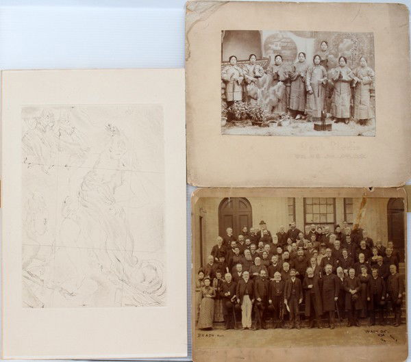 AFTER PASCIN, ETCHING, 'CINDERELLA', & PHOTOS: AFTER PASCIN, ETCHING, 'CINDERELLA', & PHOTOS (2), C. 1900, INCLUDING "BRADY", NOT FRAMED:Including 1 etching after Jules Pascin, "Cinderella", signed lower right in the plate, 19 1/2" x 12 3/4" paper