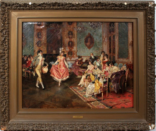 LEOPOLD SCHMUTZLER OIL ON CANVAS, 30" X 38", : LEOPOLD SCHMUTZLER (GERMAN 1864 - 1941), OIL ON CANVAS, 30" X 38", VIENNA PARLOR SCENE:Signed lower left. Inherited from the C. L. Stephens family of Detroit circa 1940. By descent to Anna Van Wie [ d