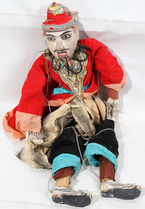 BURMESE HAND CARVED WOOD PUPPET, H 27": BURMESE HAND CARVED WOOD PUPPET, H 27":Hand carved wood. Hand painted.