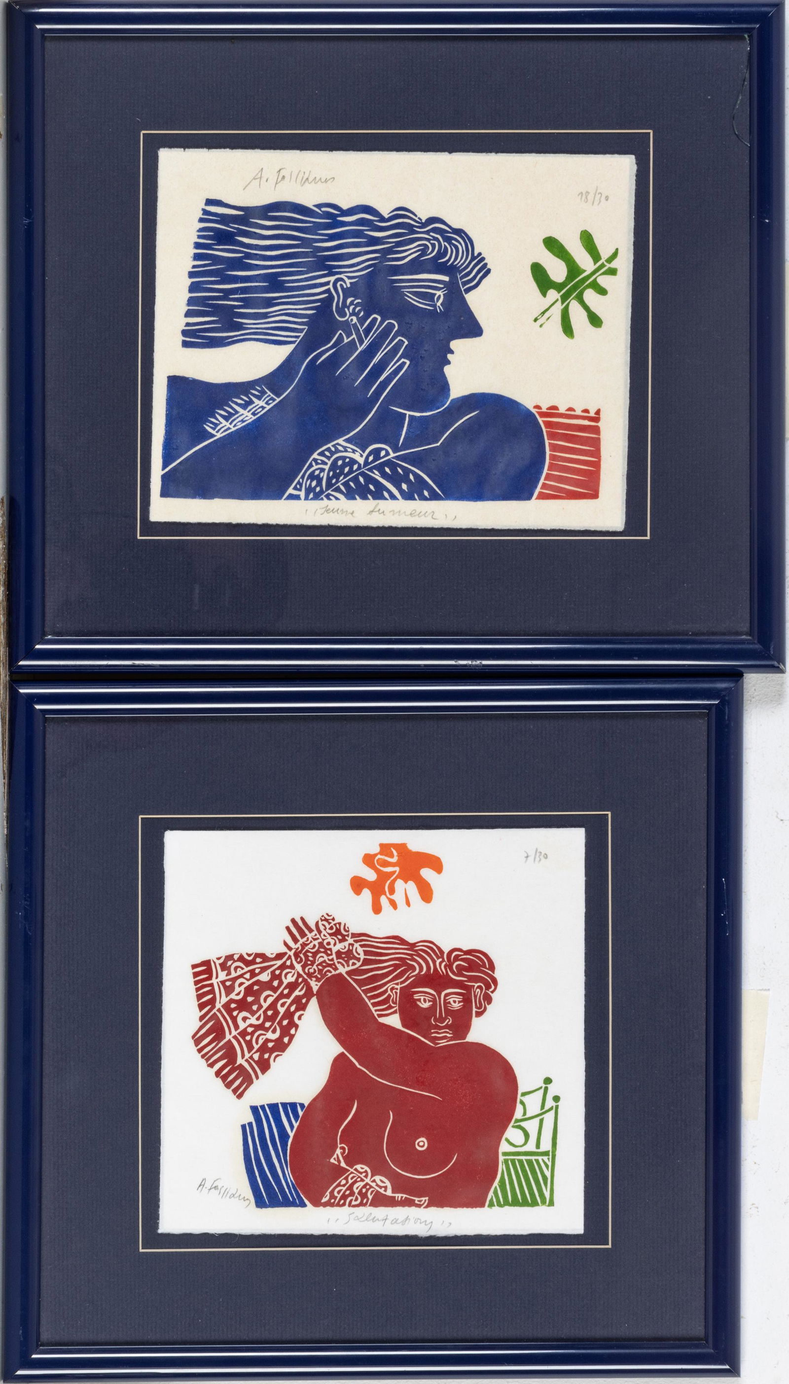 ALEKOS FASSIANOS (GREECE, 1935-2022) WOODCUTS ON PAPER & BOOKS, 4 PCS, H 6.5"-8" (IMAGES) (1 of 10)