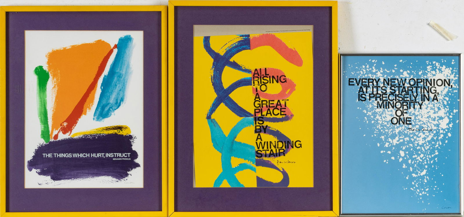 CORITA KENT (IOWA, 1918-1986) COLOR LITHOGRAPHS, 3 PCS, H 14.75"-15" (1 of 4)