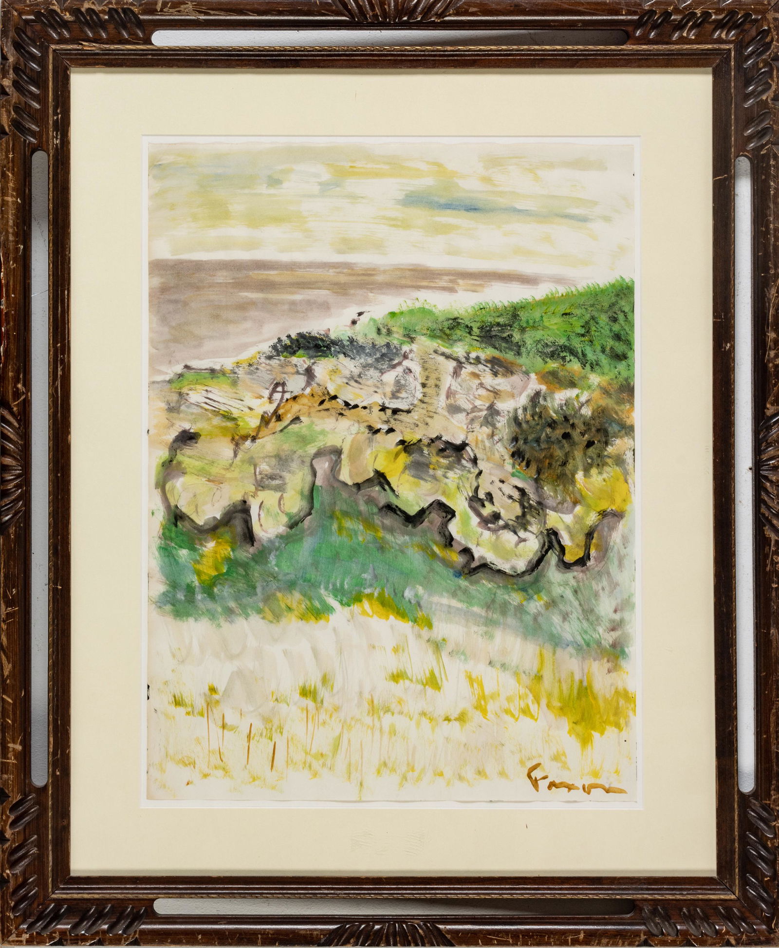 JACK FAXON (AMERICAN, 1936-2020), WATERCOLOR ON PAPER, H 24", W 18", YELLOW FOREST LANDSCAPE (1 of 3)