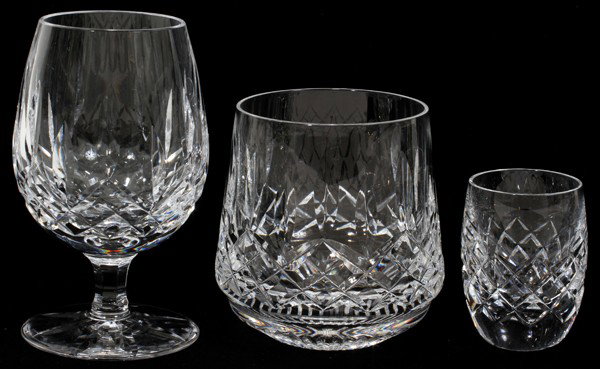 WATERFORD CRYSTAL SHERRY, LIQUORS & GLASSES, : WATERFORD CRYSTAL SHERRY, LIQUORS & OLD FASHIONED GLASSES, 1970, TEN, H 3" & 4":Six Roly Poly glasses, two brandy glasses, four tooth pick holders. Lismore pattern.