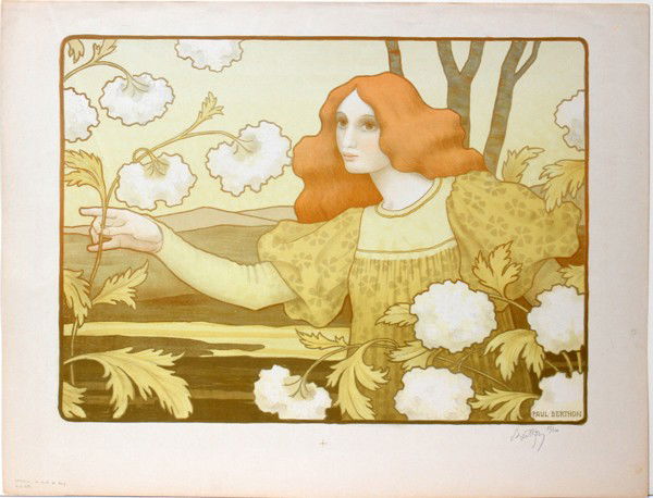 PAUL EMILE BERTHON, LITHO, "BOULES DE NIEGE",: PAUL EMILE BERTHON, COLOR LITHOGRAPH, "BOULES DE NIEGE", 15" X 21": FRENCH 1872-1909:Pencil signed; 52/100; unframed.