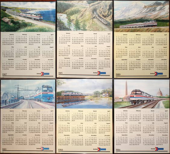 Amtrak Calendars, Six Prints C. 1980's, 32 1/2"
