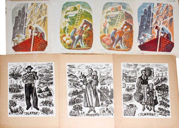 20TH C./MODERN POLISH RELIEF PRINTS, 19, 6" X : 20TH C./MODERN POLISH RELIEF PRINTS, 19, 6" X 3 1/2" TO 19" X 13", FIGURATIVE & LANDSCAPE:Woodcut/linocut, wood engraving; some of the artists included are: Antoni Kowal, Paszioski (Pacszuski?), St. D