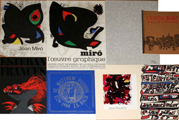 SIGNED SAM FRANCIS POSTER, MODERN & CONTEMP: SIGNED SAM FRANCIS POSTER, MODERN & CONTEMPORARY EXHIBITION POSTERS, LITHOS & PROCESS PRINTS, CA. 41:17" x 10" - 46" x 35". Unframed; includes 2 original litho posters by Miro, a signed Sam Francis Po
