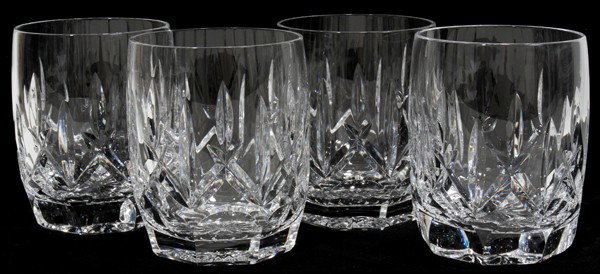 WATERFORD 'WESTHAMPTON' CRYSTAL OLD FASHION'S: WATERFORD 'WESTHAMPTON' CRYSTAL OLD FASHIONED TUMBLERS, FOUR, H 4":In original wrapping paper and box.