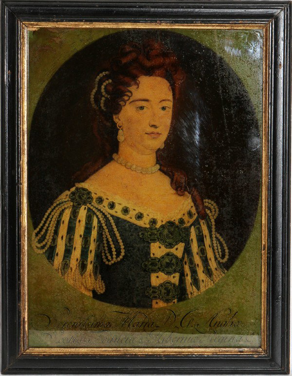 ENGLISH PRINT UNDER GLASS, ANTIQUE, 13" X : ENGLISH PRINT UNDER GLASS, ANTIQUE, 13" X 9 1/2":Reads "Serenifsima Maria D. G. Anglia, Scotia, Francia & Hibernia Regina", after I. Smith, framed. The Estate of George H. Gowen, Ottawa Hills, Ohio.