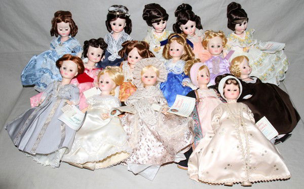 MADAME ALEXANDER 'FIRST LADY DOLL COLLECTION': MADAME ALEXANDER 'FIRST LADY DOLL COLLECTION', FIFTEEN:Including Elizabeth Monroe (1505), Martha Randolph (1503), Martha Washington (1501), Abigail Adams (1502), Louisa Adams (1506), Dolly Madison (15