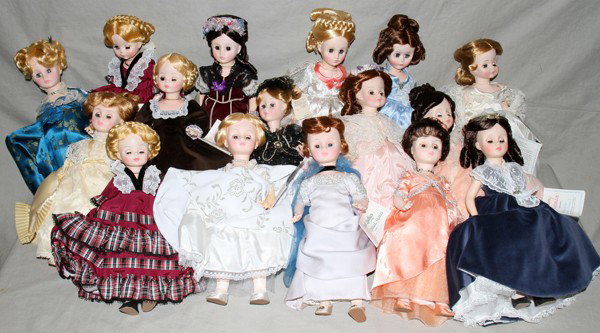 MADAME ALEXANDER 'FIRST LADY DOLL COLLECTION': MADAME ALEXANDER 'FIRST LADY DOLL COLLECTION', SIXTEEN:Including 2 Betty Taylor Bliss (1512), Sarah Polk (1511), Jane Findlay(1509), Sarah Jackson (1507), Angelica Van Buren (1508), Julia Grant (1519)