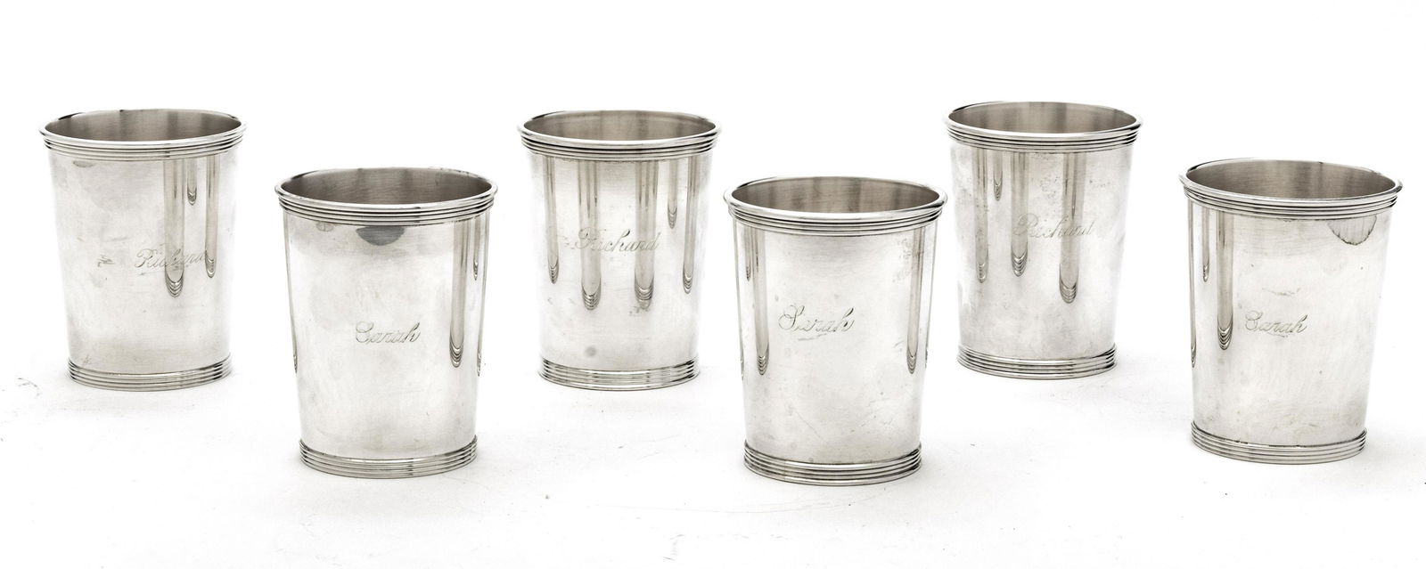 NEWPORT STERLING MINT JULEP CUPS, 14 PCS, H 4" BOGAERTS JEWELER, LEXINGTON, KY. T.W. 54.84 TOZ (1 of 5)