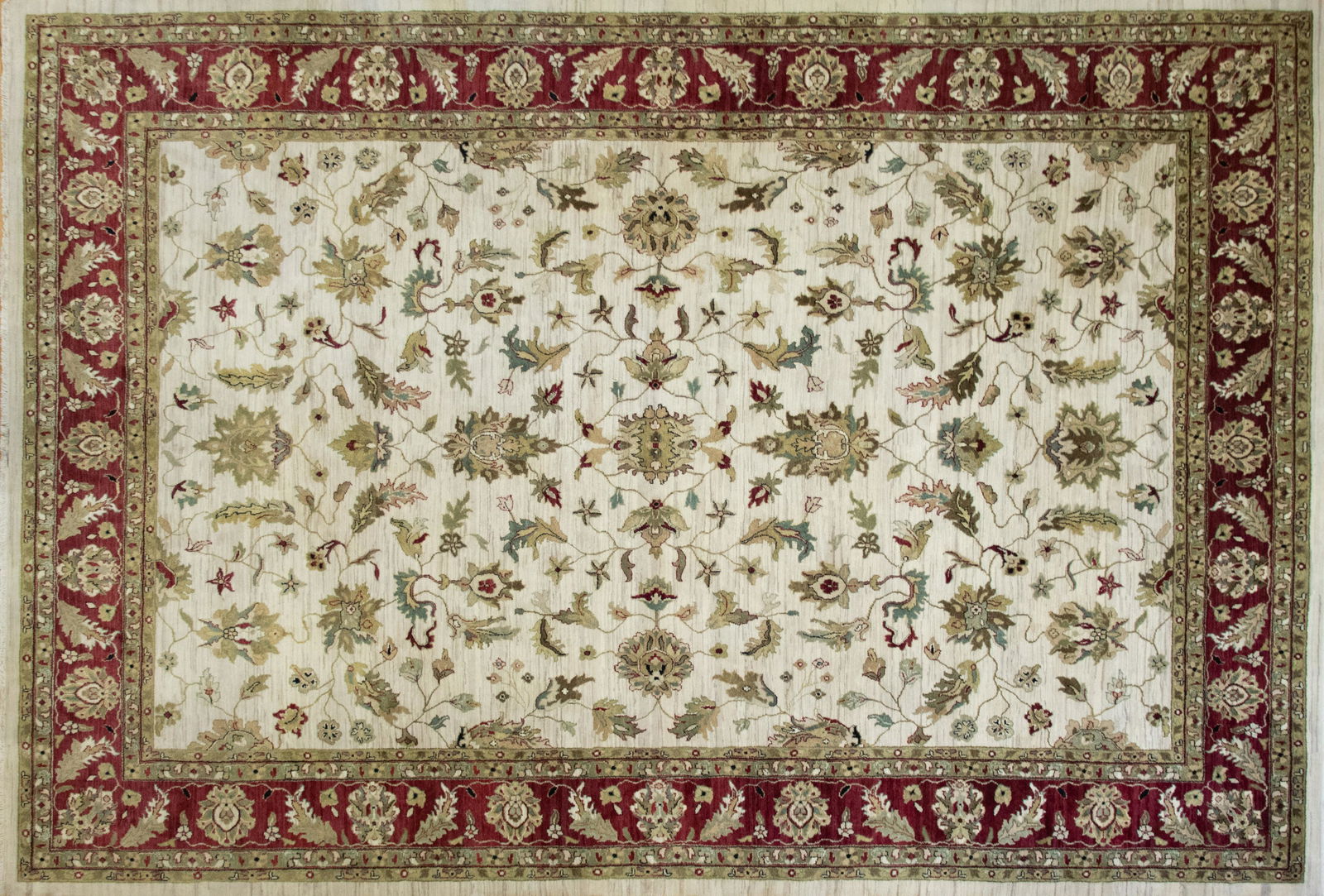 INDIA HAND WOVEN WOOL CARPET, ISPAHAN DESIGN  W 9'4" L 13'4" (1 of 2)