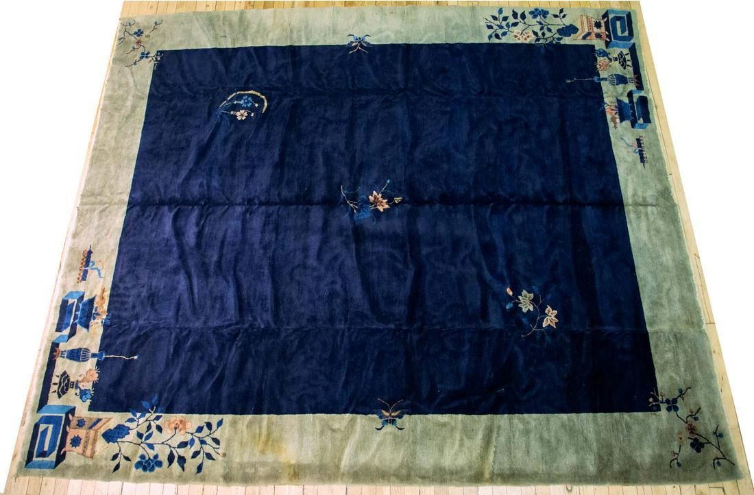 CHINESE HAND WOVEN WOOL RUG, C. 1930, W 8' 3", L 9' 5" (1 of 6)