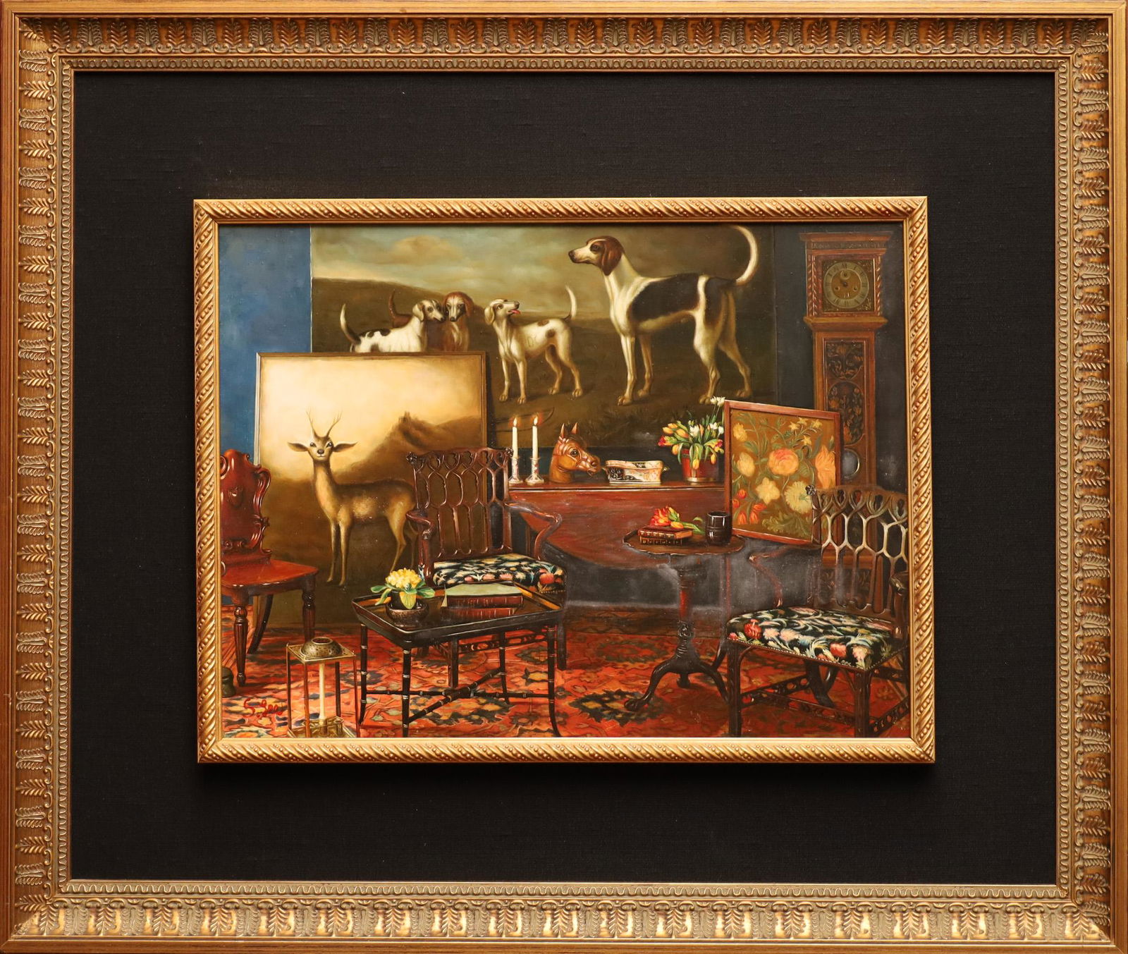 S. LEE, OIL ON PANEL, H 11", W 15", INTERIOR DISPLAYING ART WORKS (1 of 4)