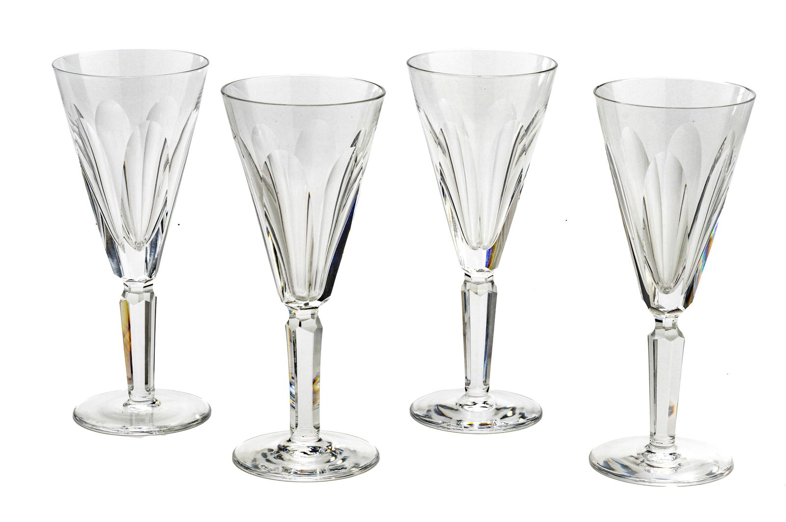 WATERFORD 'SHEILA' CUT CRYSTAL FLUTED CHAMPAGNES, 12 PCS, H 7", DIA 3.25" (1 of 3)