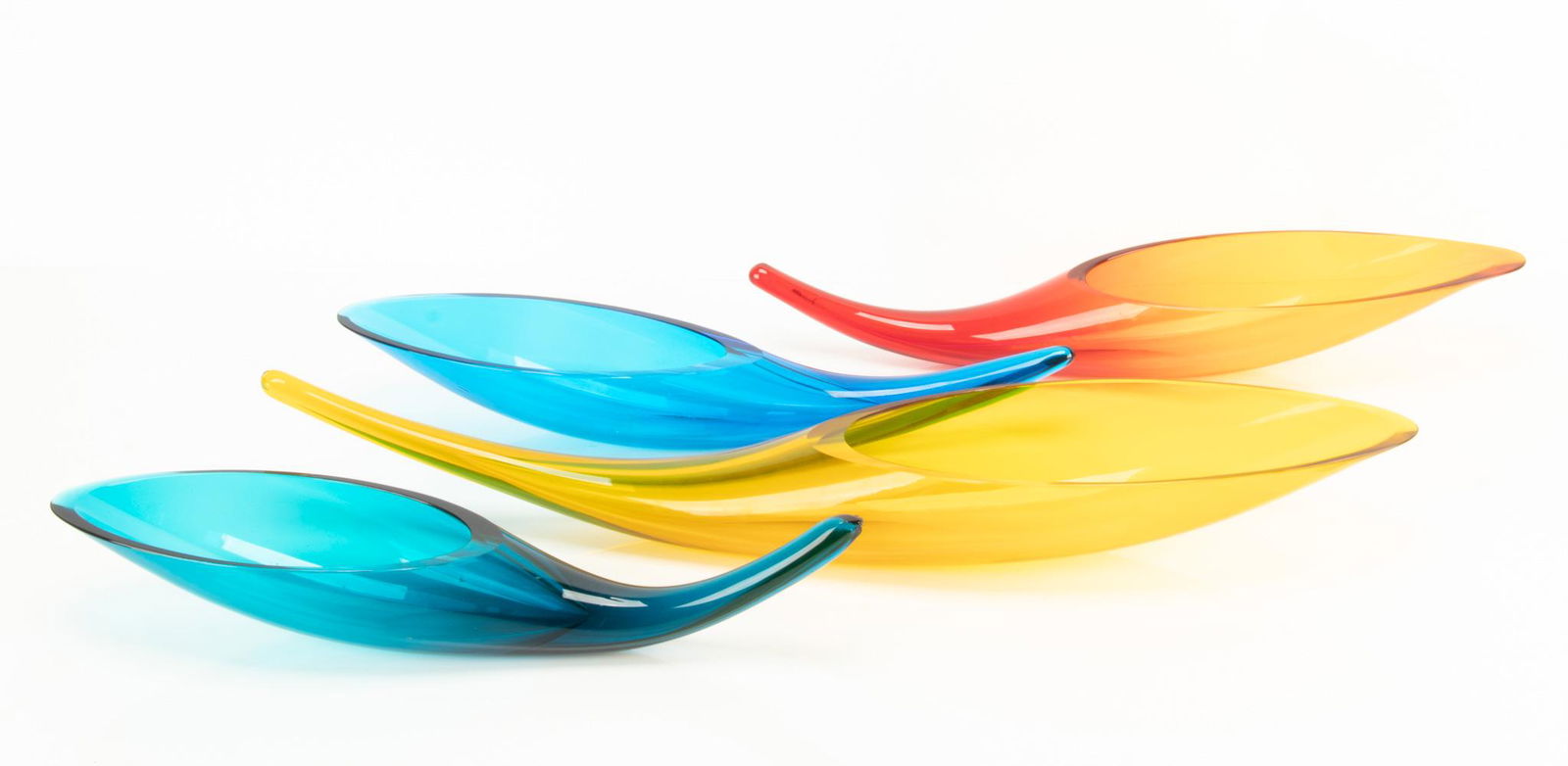 VENETIAN ART GLASS VESSELS, 4 PCS, L 17"-24" (1 of 3)