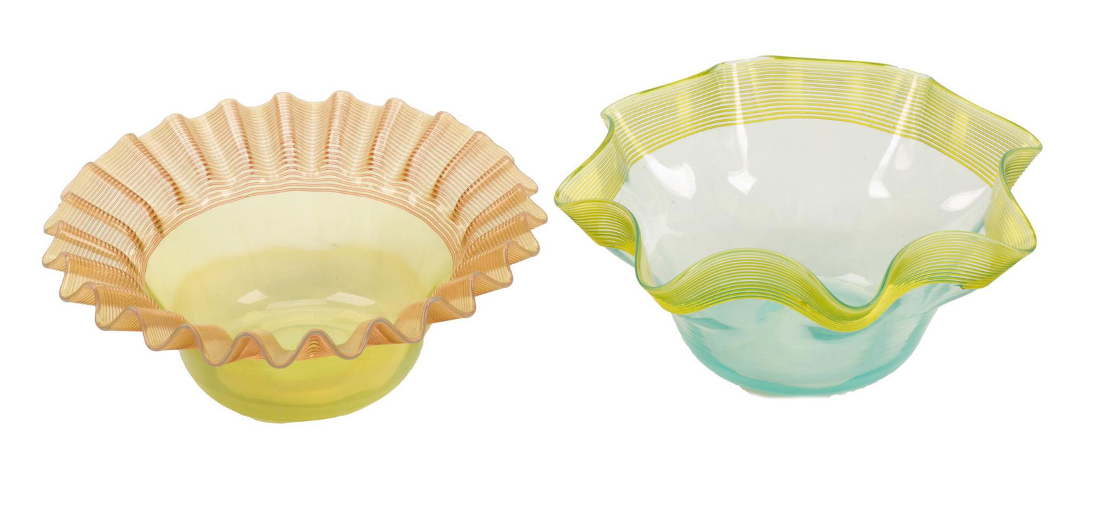 VENETIAN BLOWN GLASS BOWLS, 2 PCS, H 2.25"-2.5" (1 of 3)