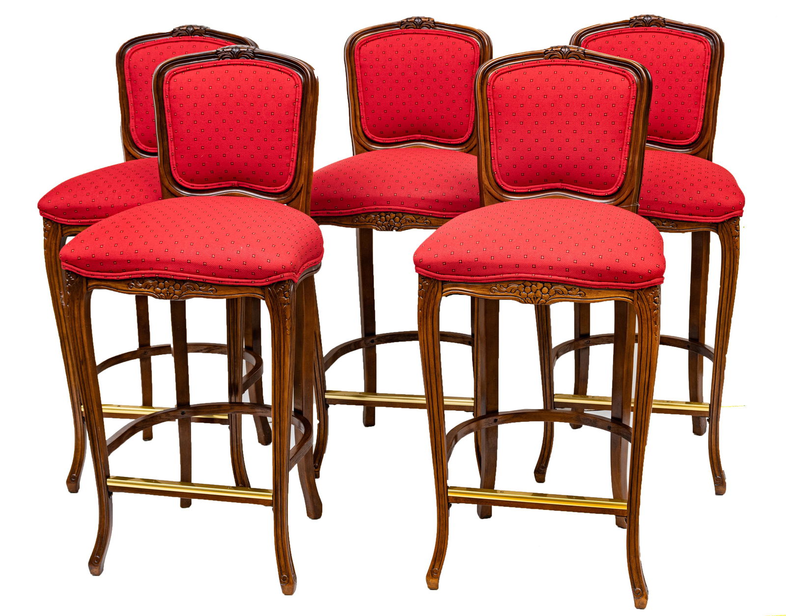 WALNUT BAR CHAIRS, 5 PCS, H 44", W 20", D 17" (1 of 5)