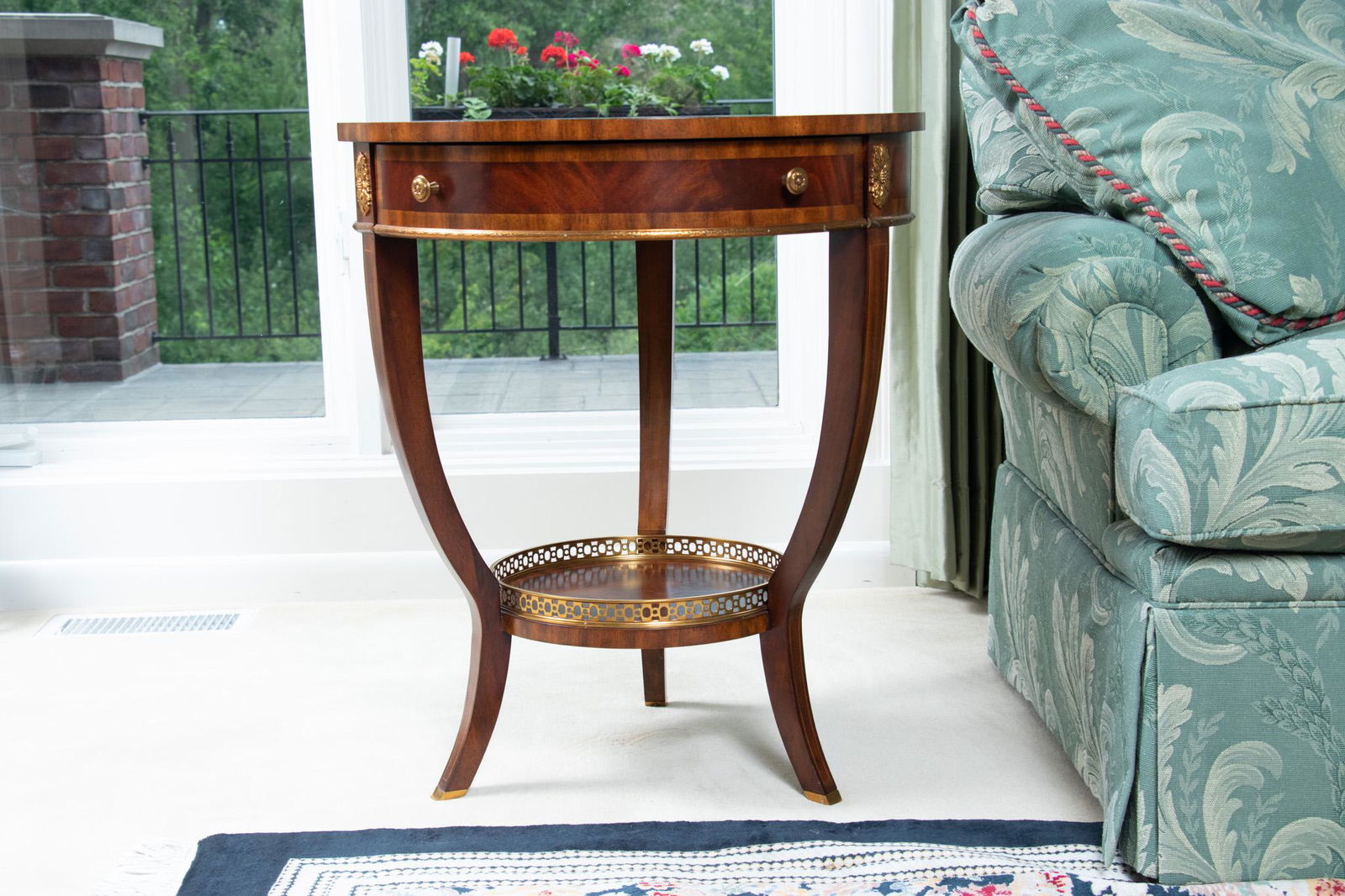 MAITLAND-SMITH MAHOGANY ROUND TABLE, H 28", DIA 24" (1 of 3)