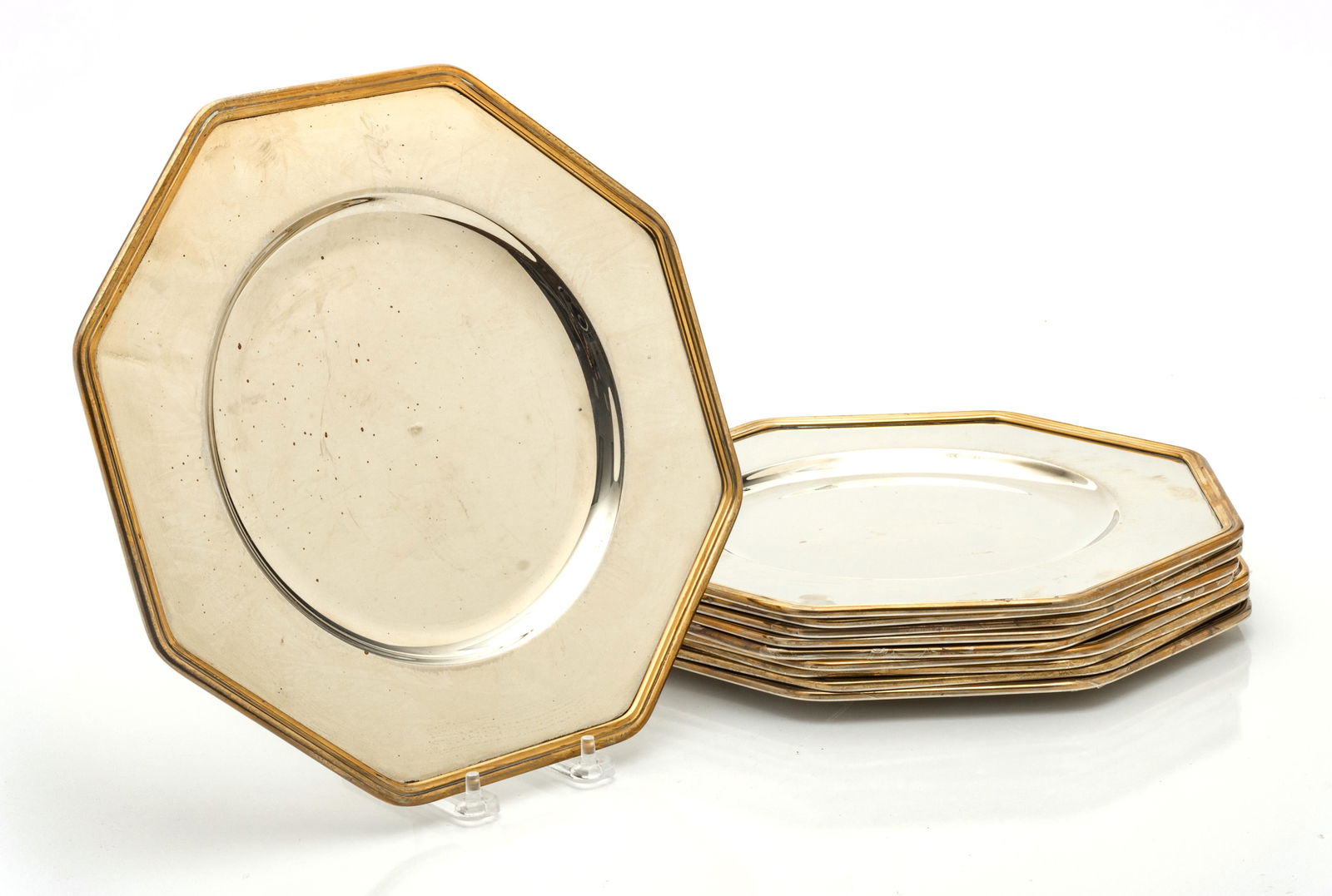 ARNC ALPACA SILVER PLATE SERVICE PLATES, SET OF 10 DIA 11" (1 of 2)