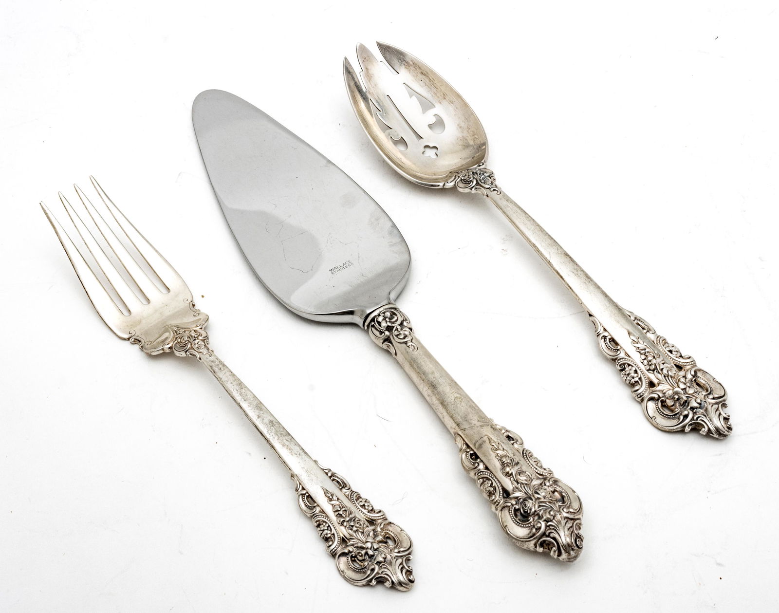 WALLACE "GRAND BAROQUE' STERLING SILVER SERVING PIECES, 3 PCS, L 8"-10.5", T.W. 6.04 TOZ (1 of 3)