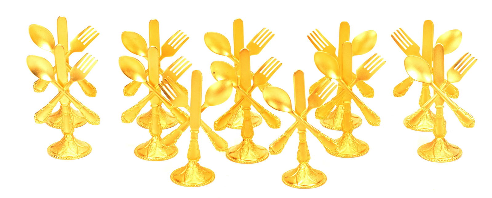 FLATWARE GOLD TONE METAL PLACE CARD HOLDERS, 12 PCS, H 3", W 1.75" (1 of 4)
