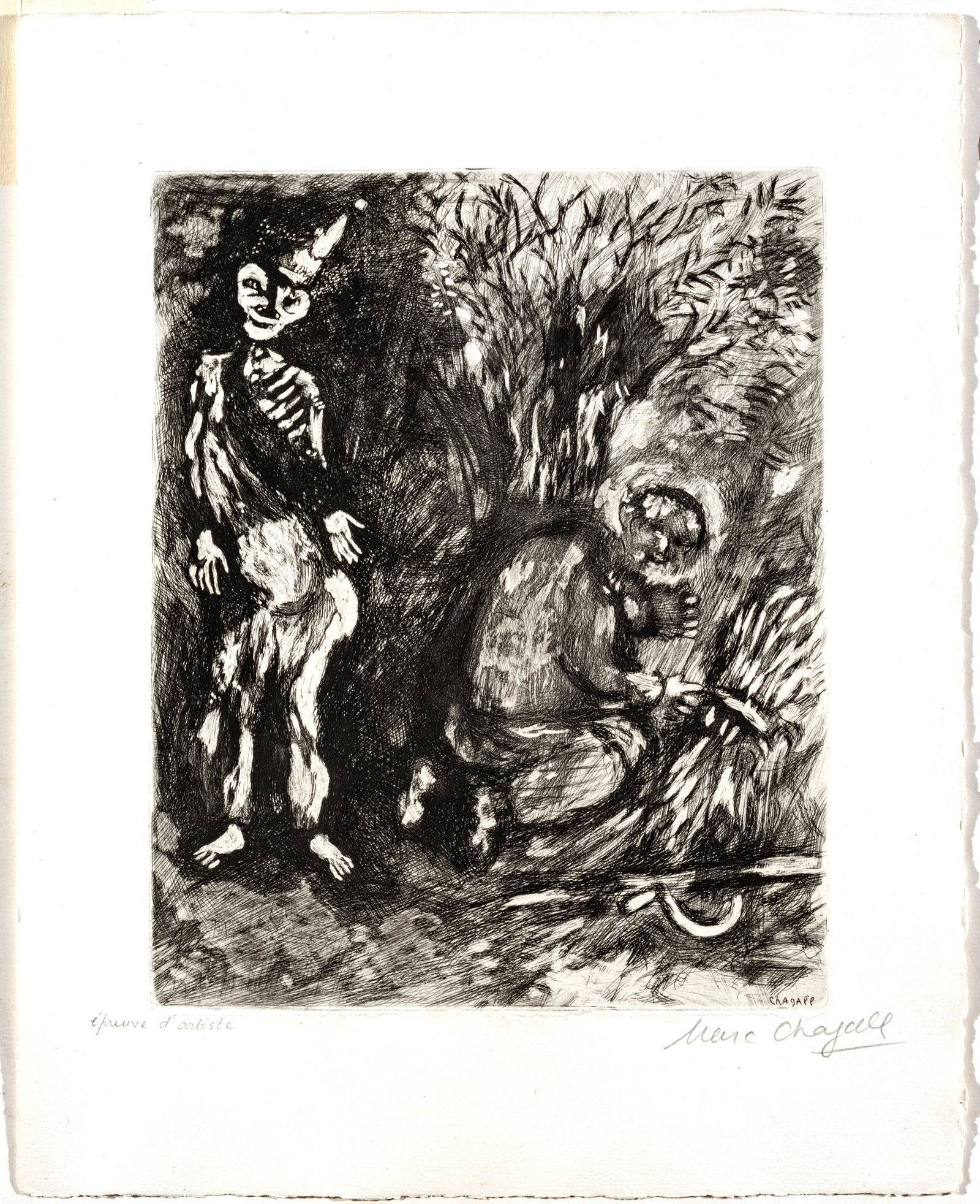 MARC CHAGALL (FRENCH/RUSSIAN, 1887-1985) ETCHING AND DRYPOINT ON MONTVAL LAID PAPER, 1927-30 H (1 of 5)