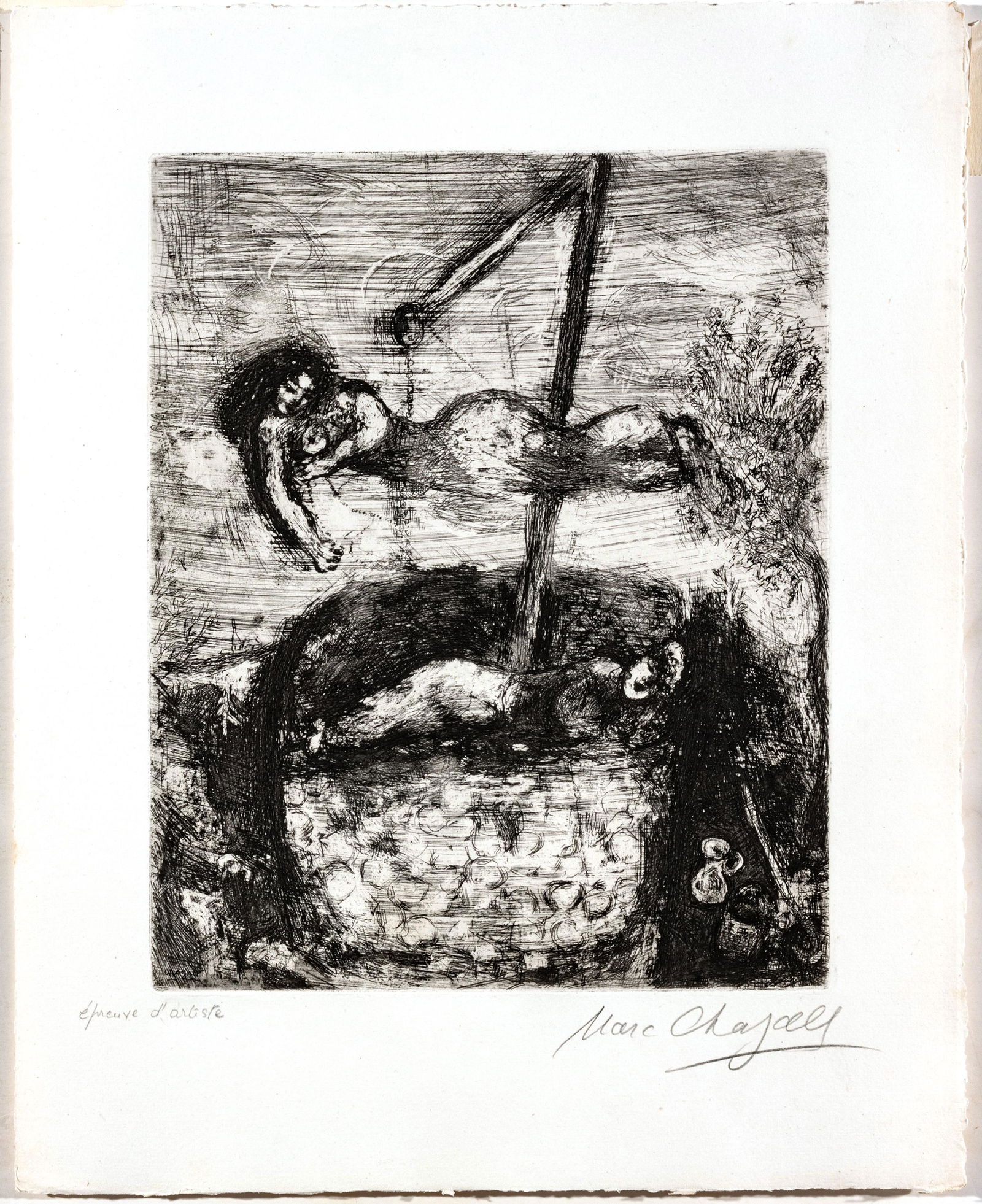 MARC CHAGALL (FRENCH/RUSSIAN, 1887-1985) ETCHING ON MONTVAL LAID PAPER, 1927-30, H 11.625" W 9.375" (1 of 5)