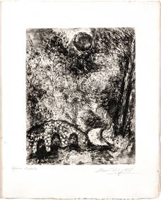 MARC CHAGALL (FRENCH/RUSSIAN, 1887-1985) ETCHING AND DRYPOINT ON MONTVAL LAID PAPER, WITH WATERMARK, (1 of 5)