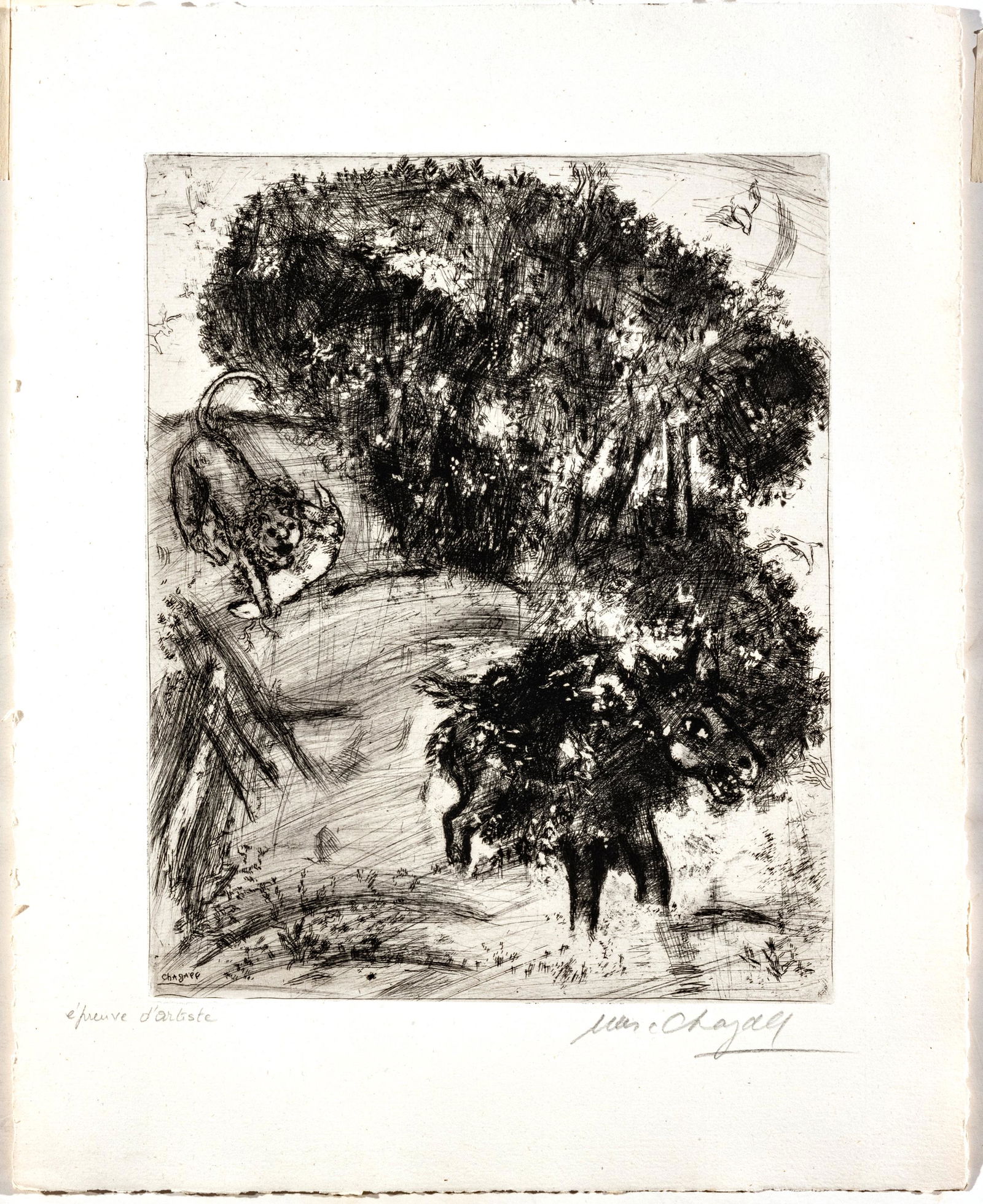 MARC CHAGALL (FRENCH/RUSSIAN, 1887-1985) ETCHING AND DRYPOINT ON MONTVAL LAID PAPER, 1927-30 H (1 of 5)