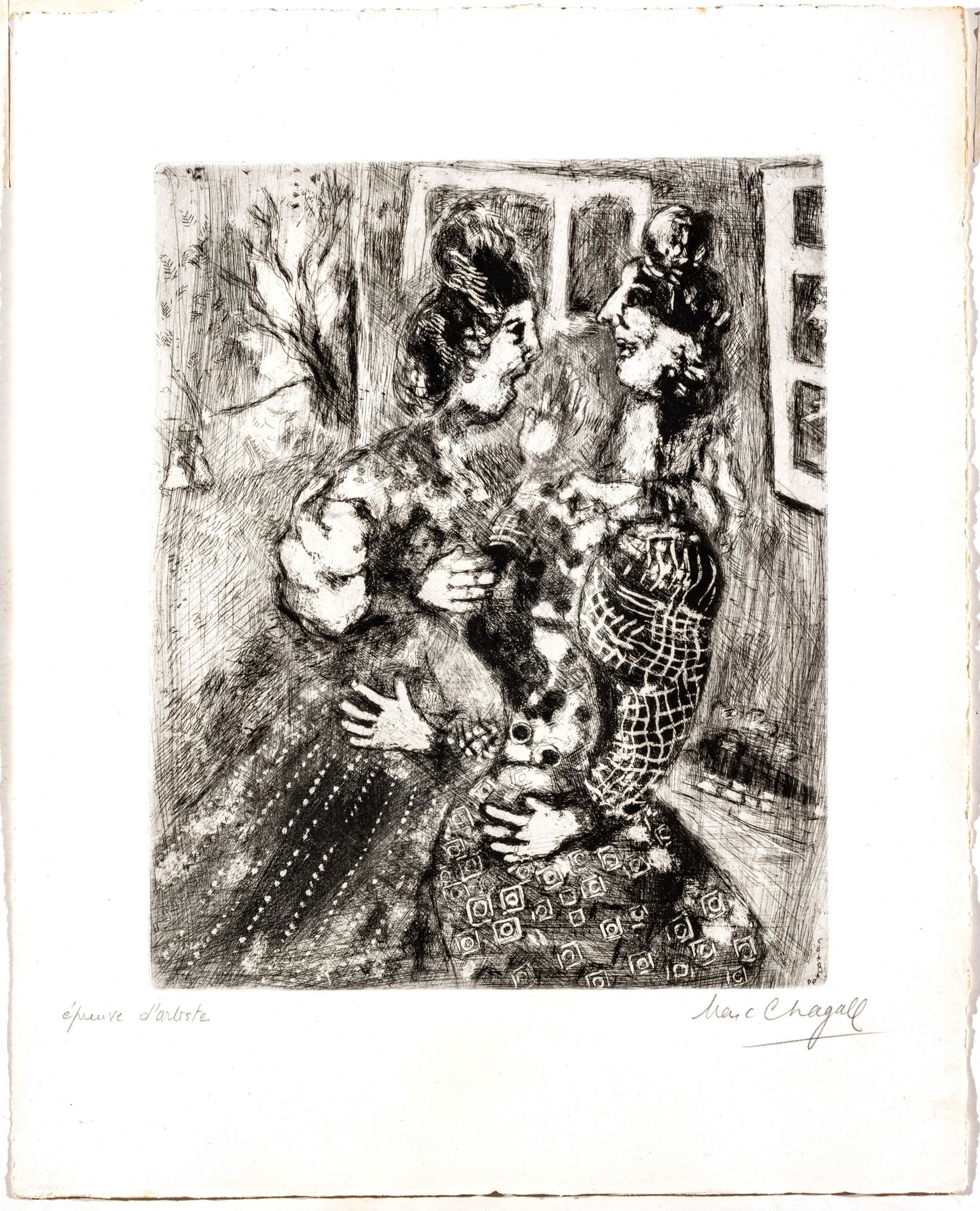 MARC CHAGALL (FRENCH/RUSSIAN, 1887-1985) ETCHING ON MONTVAL LAID PAPER, 1927-30 H 11.625" W 9.375" (1 of 5)